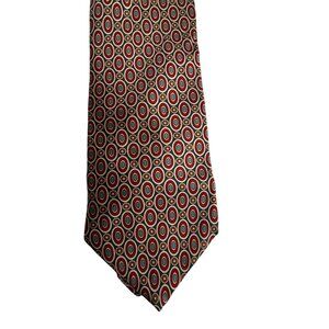 T.K.S. for Nordstrom Men’s Silk Tie Red Green Geometric Pattern Hand Made USA